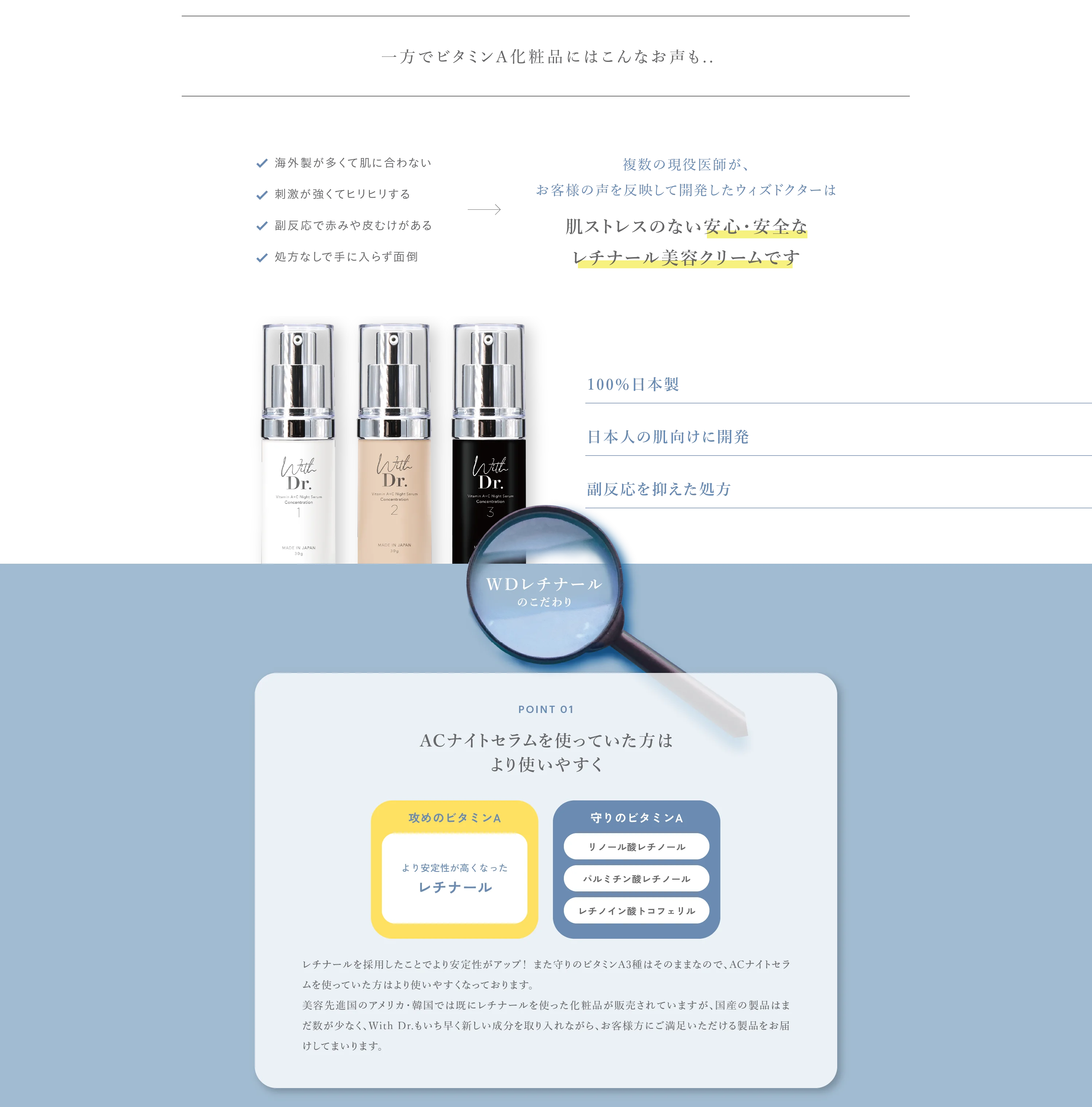 WDレチナールのこだわり